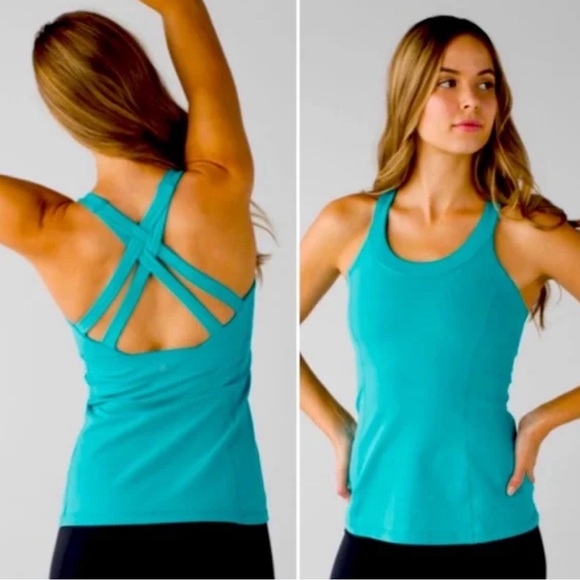 lululemon athletica Tops - Lululemon " Enhearten " tank top in peacock blue size 6